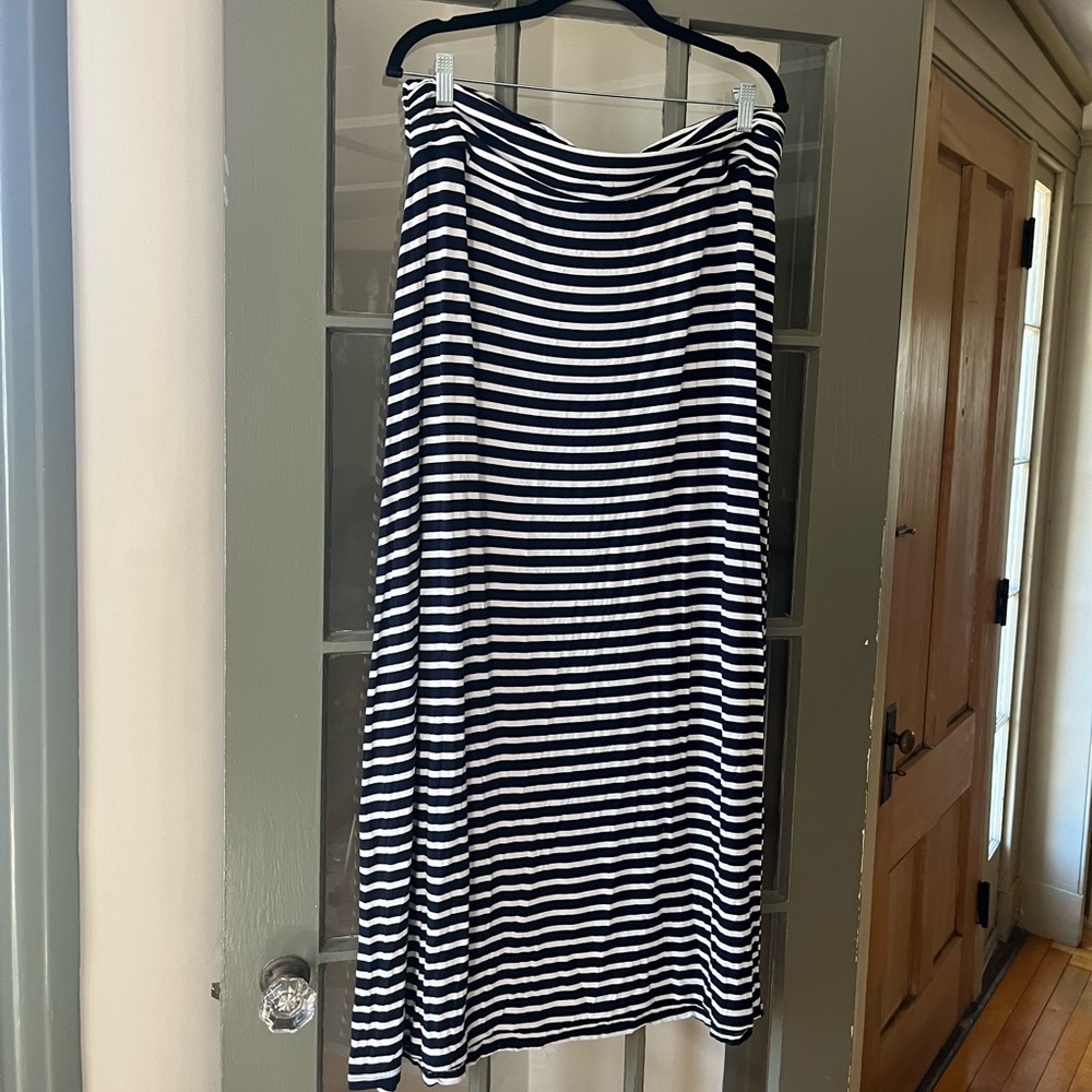 J. Crew Navy & White Striped Maxi Skirt